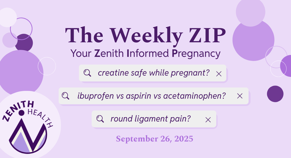 Aspirin vs acetaminophen, creatine, and round ligament pain